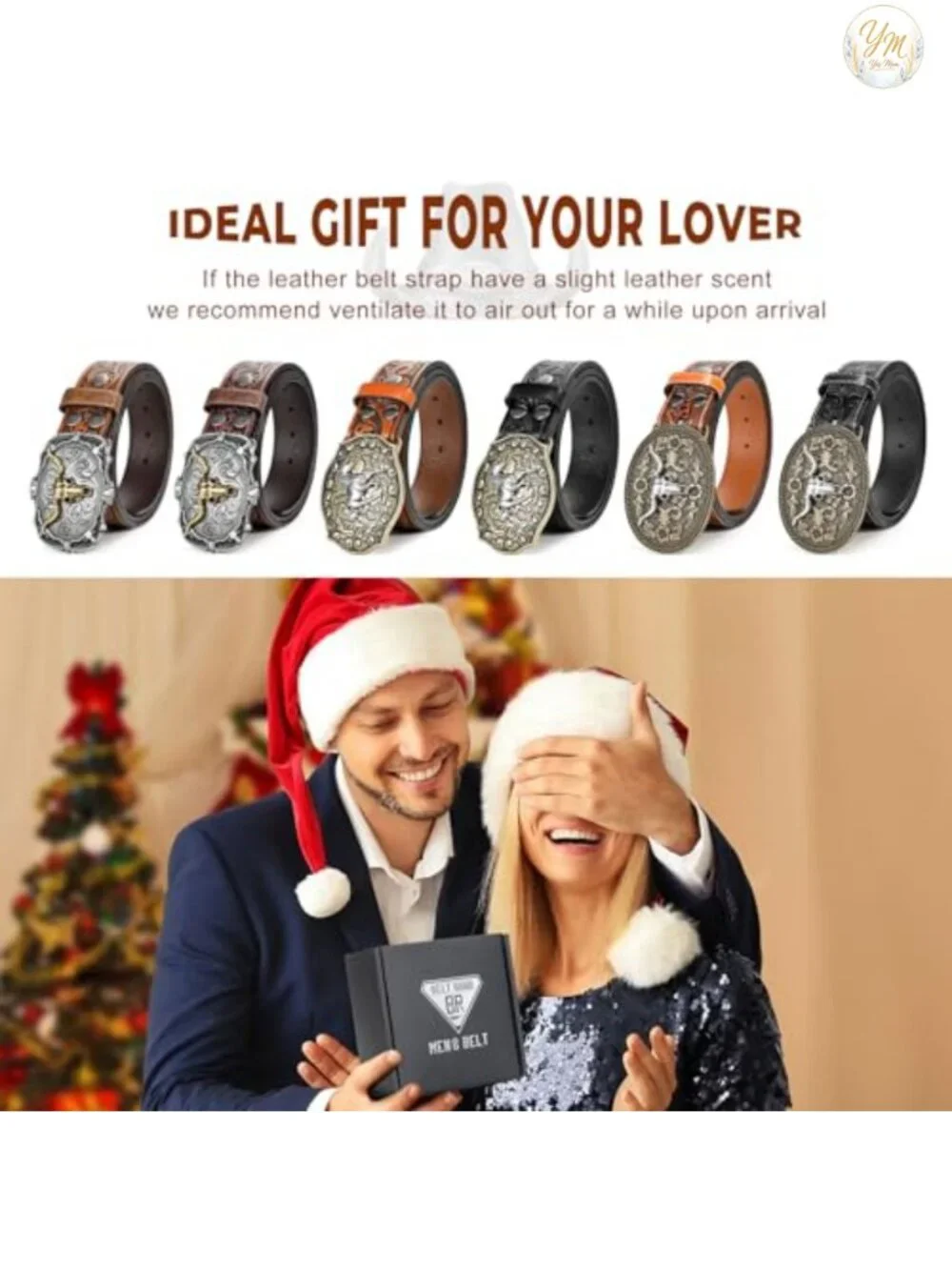 Western Leather Buckle Belt for Men Women Cowboy Belt Gift 1.5